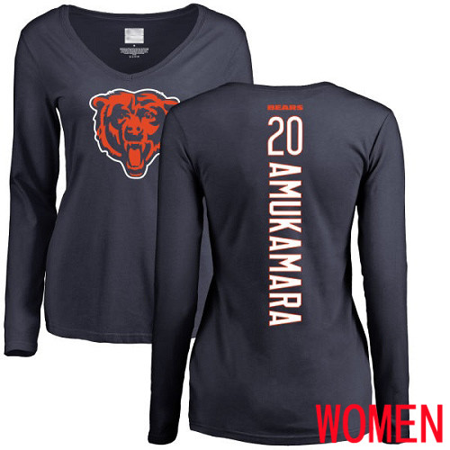 Chicago Bears Navy Blue Women Prince Amukamara Backer NFL Football #20 Long Sleeve T Shirt